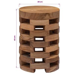 Table de chevet ronde en teck massif ajouré – 45 cm