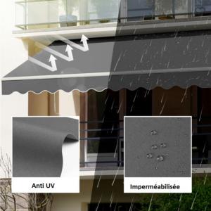 STORE BANNE 6 x 3 mètres, motorisé, gris/blanc