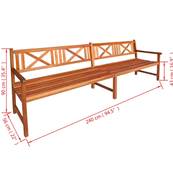 Banc de jardin en acacia, 240 cm