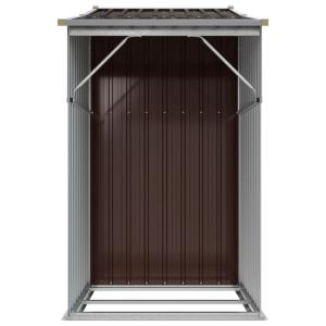 ABRI de jardin métal galvanisé marron, auvent range buches 2,57 m²