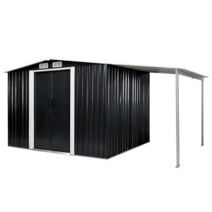 ABRI de jardin en métal galvanisé noir, 8 m²