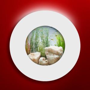 AQUARIUM mural rond, 560 mm, aluminium/verre, blanc