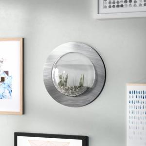 AQUARIUM mural rond, 560 mm, aluminium/verre, argent