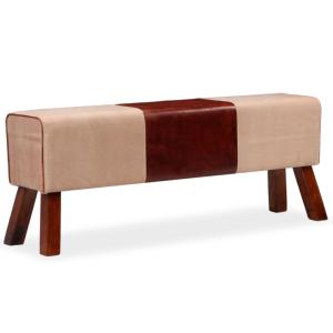 BANC, bois recouvert cuir de chèvre, 120 cm