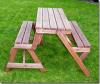 Banc de jardin bois massif, transformable en table pique-nique