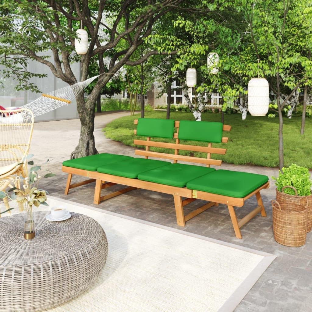 canapé, banc de jardin, avec coussins vert convertible transat