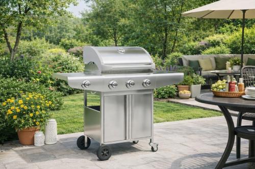 Barbecue Gaz Inox 4 Brûleurs BARUM avec Brûleur Latéral