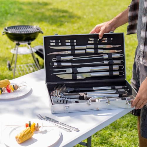 Coffret ustensiles barbecue INOX 25 pièces