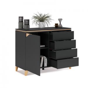 COMMODE anthracite sur pieds, 110 cm, modèle ELEGANT