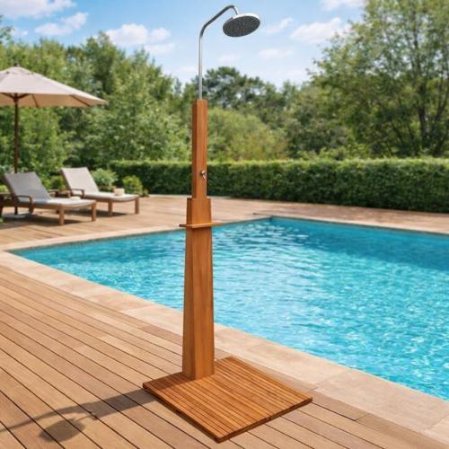 Douche de jardin en eucalyptus avec plancher – Hauteur 225 cm