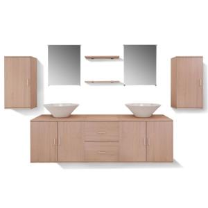 ENSEMBLE salle de bain complet, double vasque, meuble beige