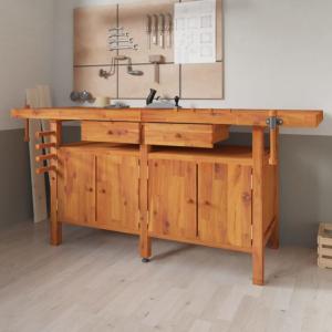 ETABLI menuiserie, en bois, 195 cm, avec rangement