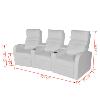 FAUTEUIL 3 places, inclinables, luxe en cuir textile, blanc