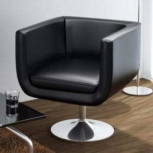 Fauteuil Design Club, cuir noir, 5 coloris disponibles