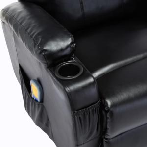 FAUTEUIL grand luxe, massant chauffant, électrique, cuir noir