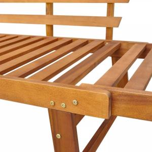 Banc de jardin convertible, bois d'acacia avec coussins gris