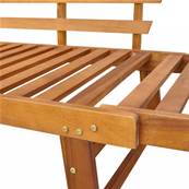 Banc de jardin convertible en acacia, coussins crème