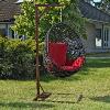 HAMAC de jardin noir métal, coussins bordeaux