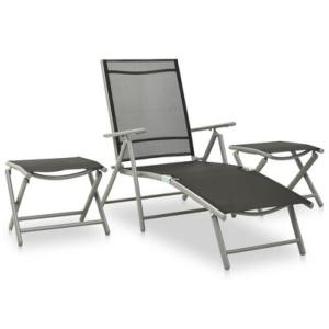 SALON de JARDIN  en ALUMINIUM - 6 chaises + 1 chaise longue