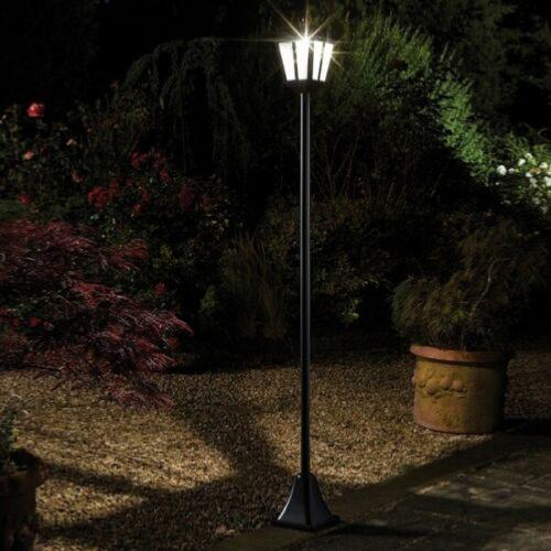 Lampe d'extérieur noir, solaire, 1,80 mètres, réglable