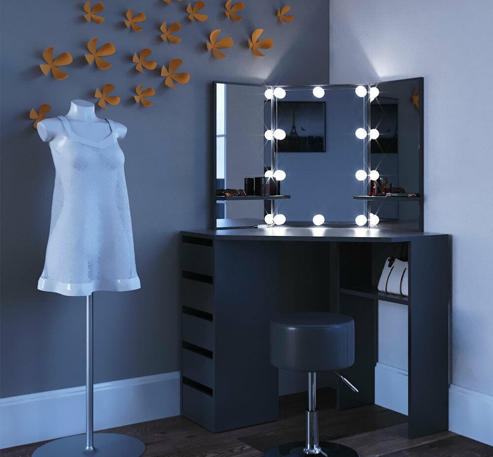 MEUBLE MAQUILLAGE angle,coiffeuse avec éclairage led