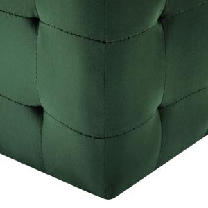 POUF cube, habillage velours vert, lot de 2.