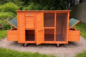 Poulailler, clapier, bois, 220 cm, sur roues