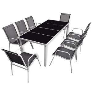 SALON de JARDIN table 190 cm et 8 chaises