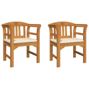 Salon de jardin en bois d'acacia massif 6 places – 2 bancs, 2 fauteuils et table basse – Sculptures roses – Coussins inclus