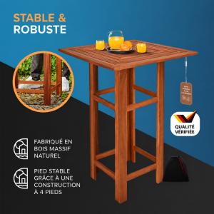 Table haute mange-debout bistrot en bois d’acacia massif – 110 cm