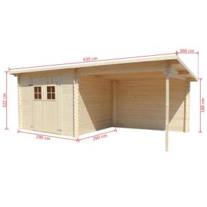 ABRI de jardin, bois massif 28 mm, extension réversible, surface 20 m²