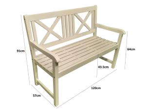 Banc de jardin en bois massif acacia, blanc