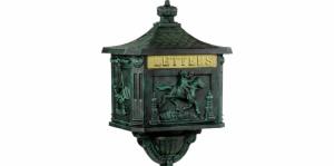 Boîte aux lettres, Antique, en fonte d'aluminium, vert