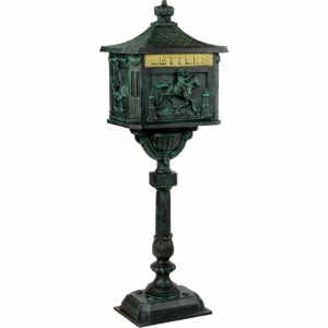 Boîte aux lettres, Antique, en fonte d'aluminium, vert