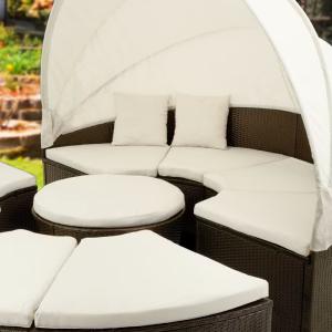 Canapé de jardin rond, résine tressée - 230 cm - marron