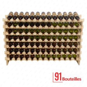 CASIER A VIN, 84 bouteilles, bois massif naturel