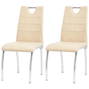 CHAISES salle à manger, similicuir beige, lot de  6