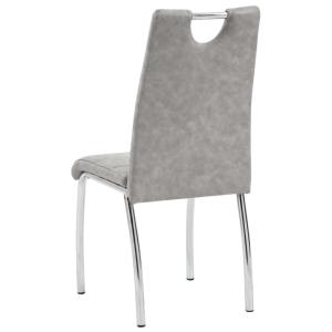 CHAISES salle à manger, similicuir gris clair, lot de 6