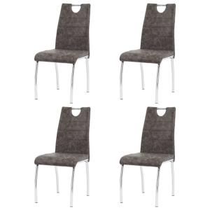 CHAISES salle à manger, similicuir marron, lot de 4