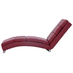 CHAISE longue ergonomique cuir rouge bordeaux