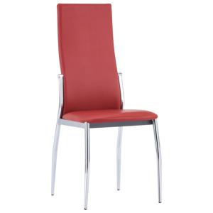 CHAISES salle à manger, similicuir rouge, lot de 4