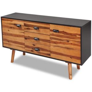 Commode, meuble bas, portes en acacia massif, 115 cm