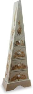 Commode pyramide en bois exotique, blanche