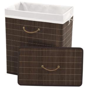 Corbeille à linge 100 litres, en bambou marron foncé