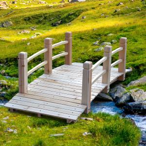 PONT de jardin en bois massif, brun ou brut