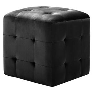 POUF cube, habillage velours 5 coloris, lot de 2.