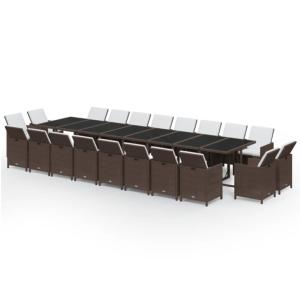 Salon de jardin XXXL, 445 cm, résine tressée marron, 20 places
