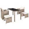 Salon de jardin résine tressée, gris/beige, 4 personnes