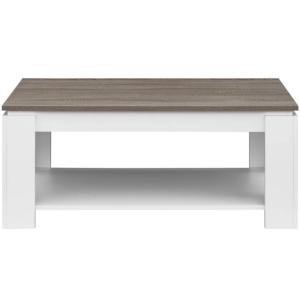 TABLE basse blanche, 100 cm, plateau relevable, couleur truffe, GALION