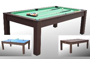 Table BILLARD/ping-pong, marron, avec plateau salle à manger, 215 cm